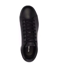 schwarze Leder niedrige Sneakers von Raf Simons