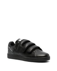 schwarze Leder niedrige Sneakers von Raf Simons