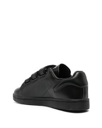 schwarze Leder niedrige Sneakers von Raf Simons