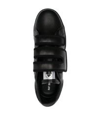 schwarze Leder niedrige Sneakers von Raf Simons