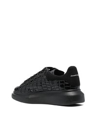 schwarze Leder niedrige Sneakers von Alexander McQueen