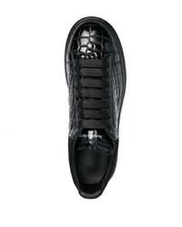 schwarze Leder niedrige Sneakers von Alexander McQueen