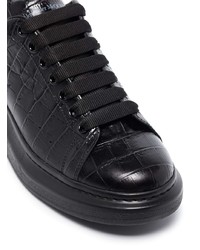 schwarze Leder niedrige Sneakers von Alexander McQueen