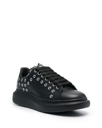 schwarze Leder niedrige Sneakers von Alexander McQueen