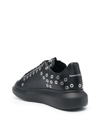 schwarze Leder niedrige Sneakers von Alexander McQueen