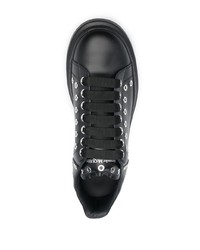 schwarze Leder niedrige Sneakers von Alexander McQueen