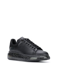 schwarze Leder niedrige Sneakers von Alexander McQueen