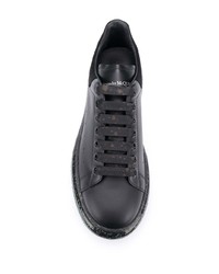 schwarze Leder niedrige Sneakers von Alexander McQueen