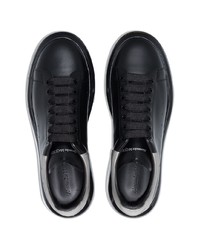 schwarze Leder niedrige Sneakers von Alexander McQueen