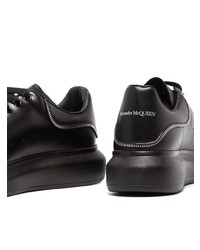 schwarze Leder niedrige Sneakers von Alexander McQueen