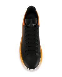 schwarze Leder niedrige Sneakers von Alexander McQueen