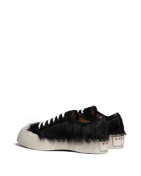 schwarze Leder niedrige Sneakers von Marni