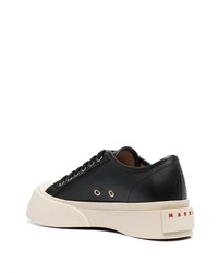 schwarze Leder niedrige Sneakers von Marni