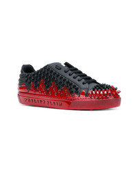 schwarze Leder niedrige Sneakers von Philipp Plein