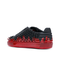 schwarze Leder niedrige Sneakers von Philipp Plein