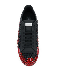 schwarze Leder niedrige Sneakers von Philipp Plein