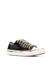 schwarze Leder niedrige Sneakers von Marni