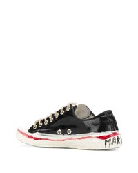 schwarze Leder niedrige Sneakers von Marni