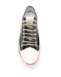 schwarze Leder niedrige Sneakers von Marni