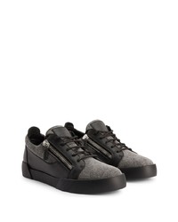 schwarze Leder niedrige Sneakers von Giuseppe Zanotti