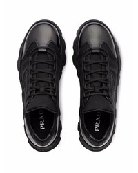 schwarze Leder niedrige Sneakers von Prada
