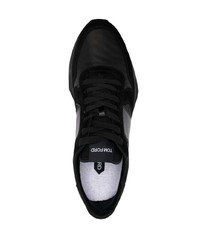 schwarze Leder niedrige Sneakers von Tom Ford