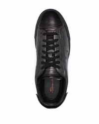 schwarze Leder niedrige Sneakers von Santoni