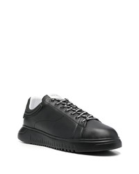 schwarze Leder niedrige Sneakers von Emporio Armani