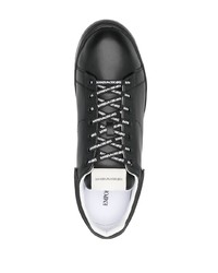 schwarze Leder niedrige Sneakers von Emporio Armani