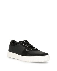 schwarze Leder niedrige Sneakers von Salvatore Ferragamo