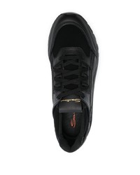 schwarze Leder niedrige Sneakers von Santoni