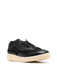 schwarze Leder niedrige Sneakers von Jil Sander