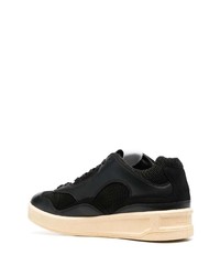 schwarze Leder niedrige Sneakers von Jil Sander