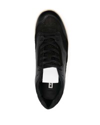 schwarze Leder niedrige Sneakers von Jil Sander