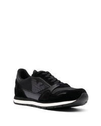 schwarze Leder niedrige Sneakers von Emporio Armani