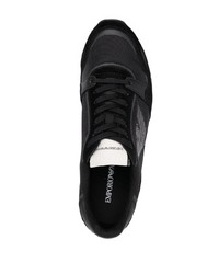 schwarze Leder niedrige Sneakers von Emporio Armani