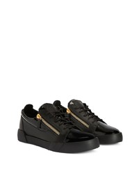 schwarze Leder niedrige Sneakers von Giuseppe Zanotti