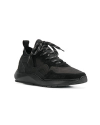 schwarze Leder niedrige Sneakers von Filling Pieces