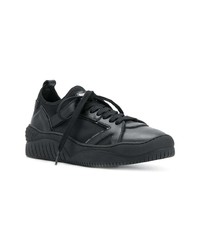 schwarze Leder niedrige Sneakers von Just Cavalli