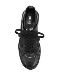 schwarze Leder niedrige Sneakers von Just Cavalli