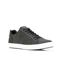 schwarze Leder niedrige Sneakers von Ea7 Emporio Armani