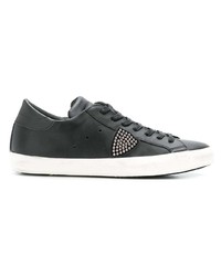 schwarze Leder niedrige Sneakers von Philippe Model