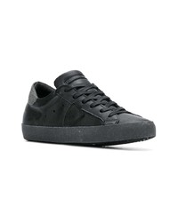 schwarze Leder niedrige Sneakers von Philippe Model