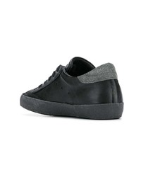 schwarze Leder niedrige Sneakers von Philippe Model