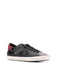 schwarze Leder niedrige Sneakers von Philippe Model Paris