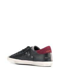 schwarze Leder niedrige Sneakers von Philippe Model Paris