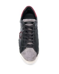 schwarze Leder niedrige Sneakers von Philippe Model Paris