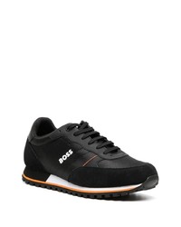 schwarze Leder niedrige Sneakers von BOSS