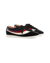 schwarze Leder niedrige Sneakers von Gucci