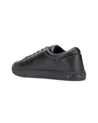 schwarze Leder niedrige Sneakers von Versace Jeans